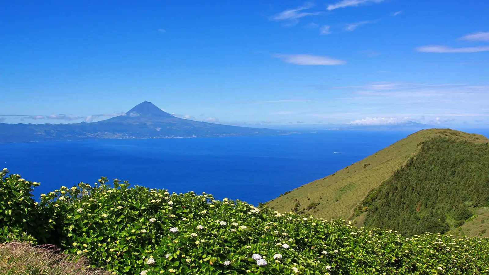 Ilha de São Jorge, Açores. Vue côté sud vers Pico.
